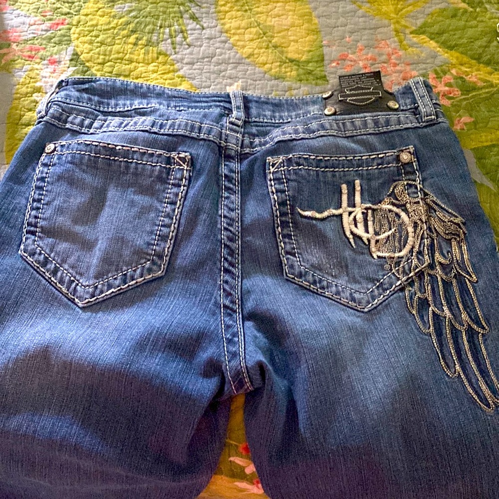 Harley Davidson Vintage Angel Wing Ladies Bootcut Jeans size 12 RARE FIND